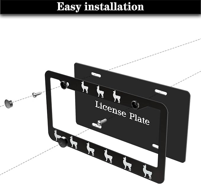 License Plate Frames Black and White Automotive Exterior Accessories Llama - Image 7