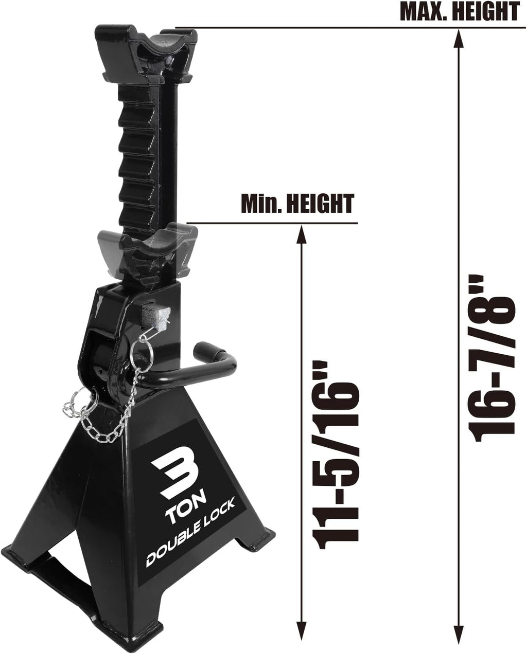 Torin AT43005AB Steel Heavy Duty Jack Stands: Double Locking Pins, 3 Ton (6,000 lb) Capacity, Black, 1 Pair (2 Pack)