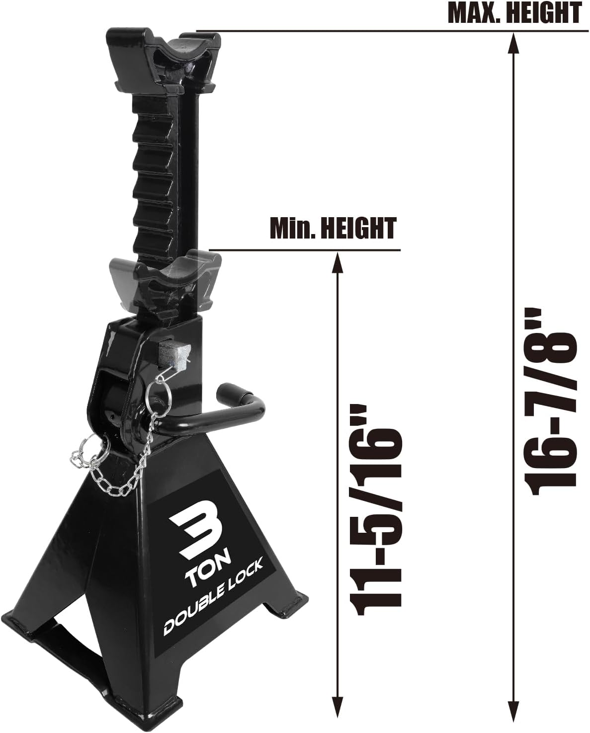 Torin AT43005AB Steel Heavy Duty Jack Stands: Double Locking Pins, 3 Ton (6,000 lb) Capacity, Black, 1 Pair (2 Pack)