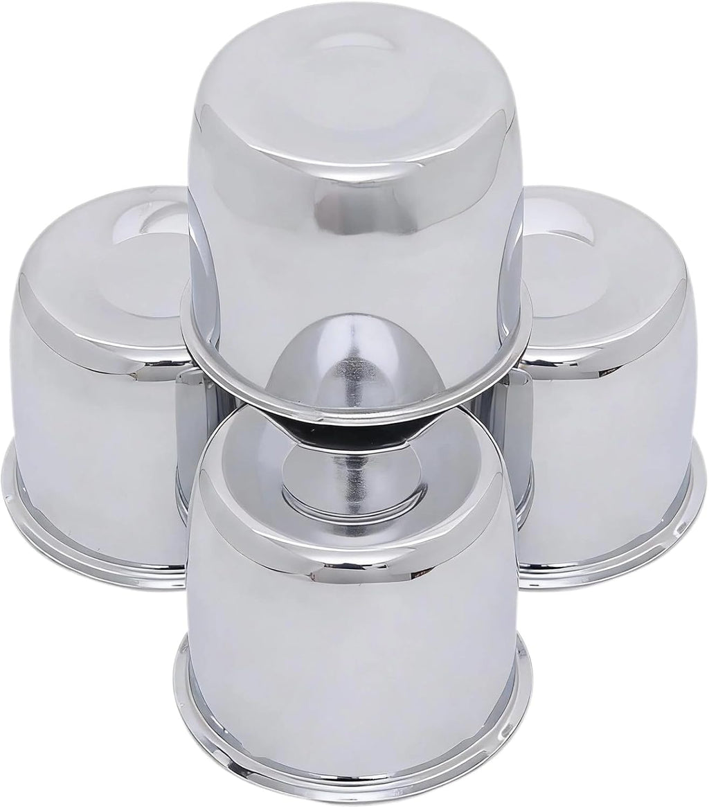4.25 inch Trailer Center Caps Push Through Wheel Center Caps for Truck Trailer RV Wheels Rims Steel Chrome Hub Covers, 4PCS, Silver
