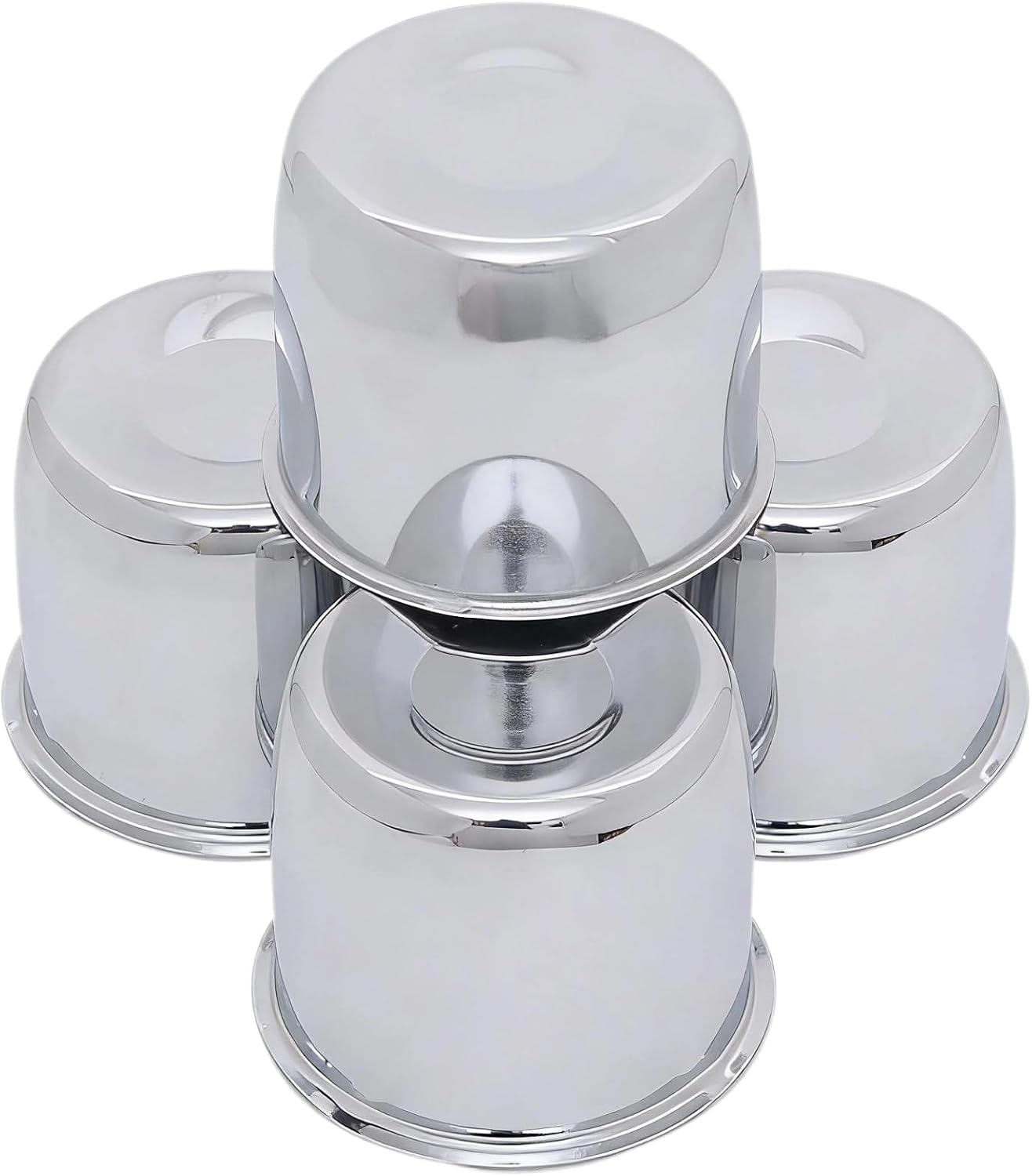 4.25 inch Trailer Center Caps Push Through Wheel Center Caps for Truck Trailer RV Wheels Rims Steel Chrome Hub Covers, 4PCS, Silver