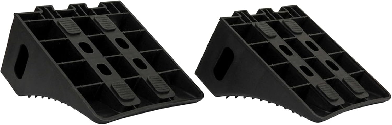 Extreme Max 5800.5852 Heavy-Duty Interlocking Wheel Chock for Tandem Axle Trailers and RVs - 9.2" x 8.2" x 4.7", Pair