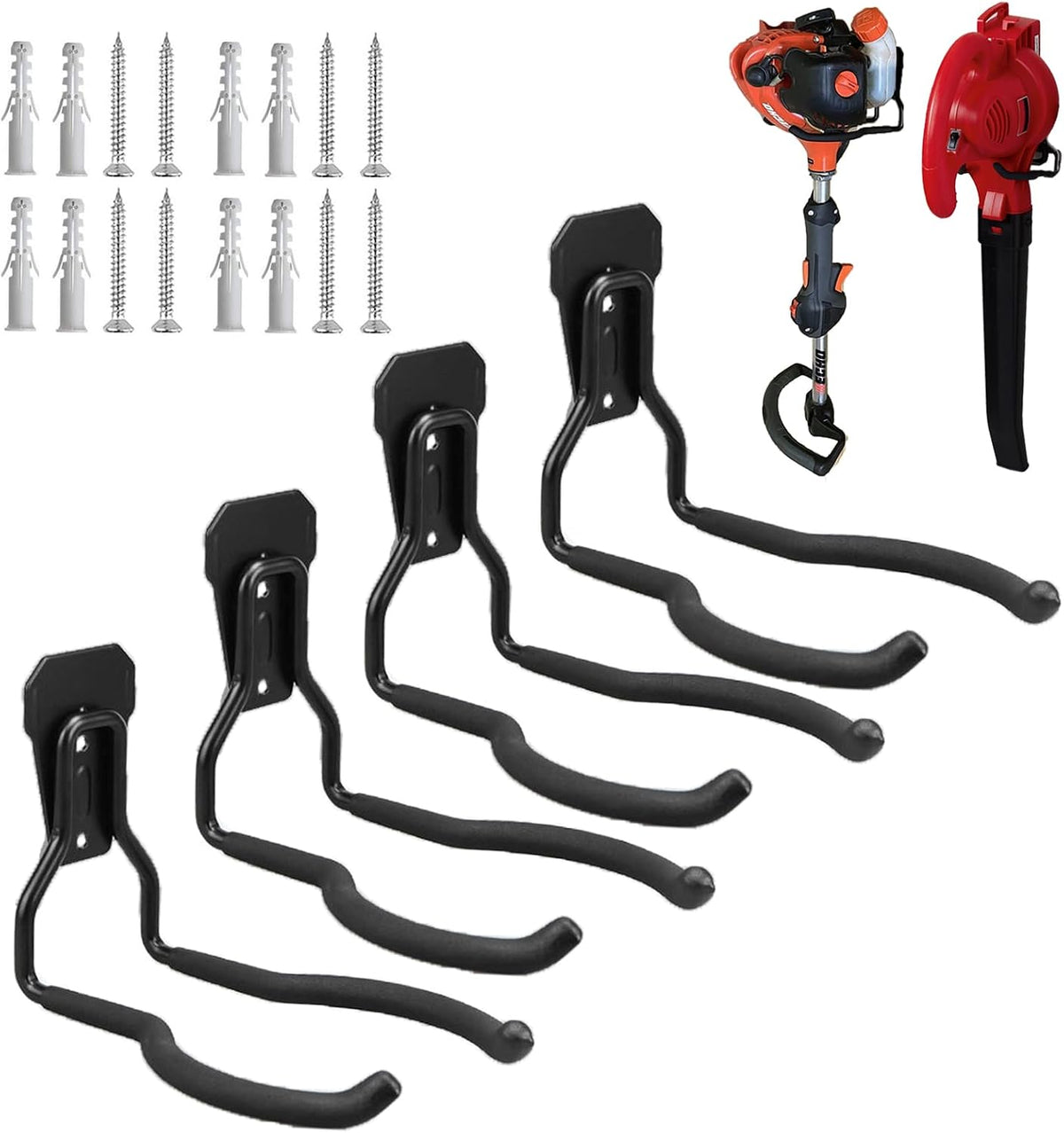 garden power tool hanger, garage wall hooks, weedeater, main product view