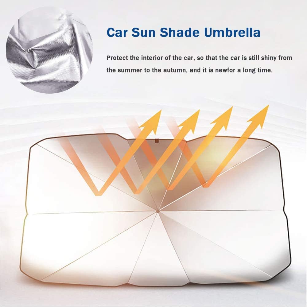 [2026 Upgraded] Sedan SUV Car Sun Shade for Windshield UV Rays and Heat Sun Visor Protector,Foldable Windshield Sun Shade Umbrella,Keep Car Cool,Easy to Use/Store,57''x 31''