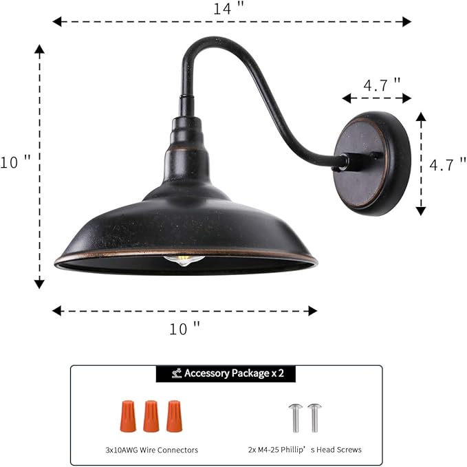 Gooseneck Outdoor Light Fixture, Bronze Porch Lighting, Gooseneck Wall Sconce