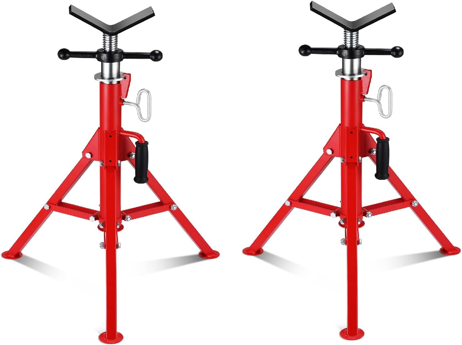 2PCS Pipe Jack Stand, Heavy Duty Pipe Stand, 2500LB Jack Stands Carbon Steel with Portable Folding Legs 28-52 Inch Height Adjustable 1/8"-12" Capacity