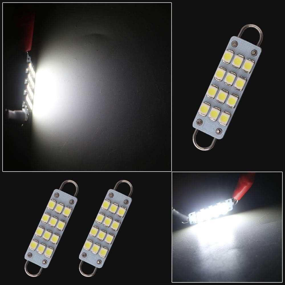 GrandviewTM 10 X 44mm(1.73") 12-SMD 1210 3528 Chip Rigid Loop Festoon LED Bulbs for Car Interior Light Dome Map Light Door Courtesy Lights 561 562 567 (White)