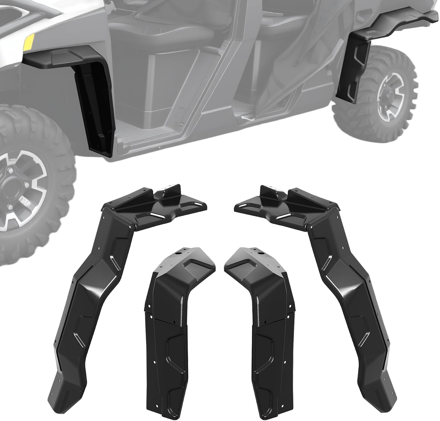 Fender Flares Extensions for Polaris Ranger XP 1000, Front & Rear UTV Mud Flaps, Heavy-Duty Combined Extended Mud Guards for Polaris Ranger XP 1000 Crew 2018-2025 Accessories (4PCS)