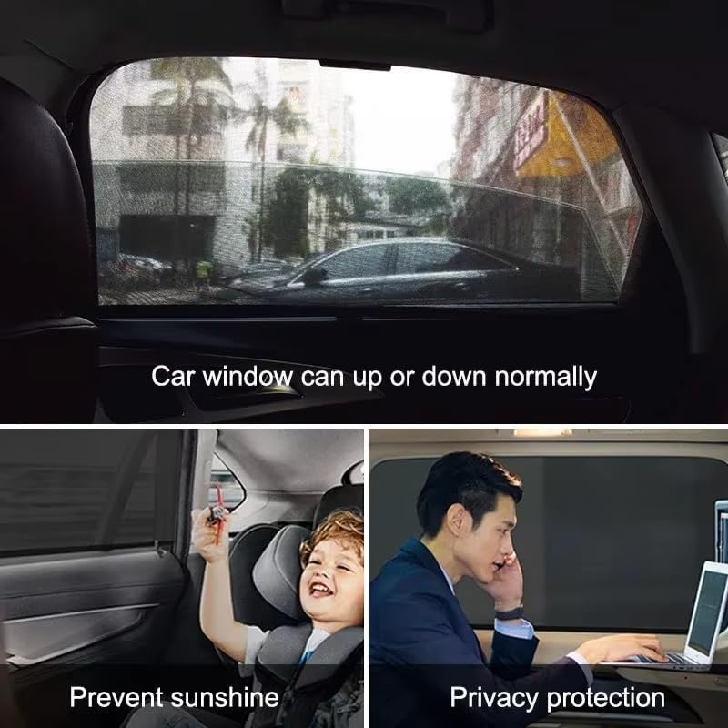 Car Window Sun Shades for Polestar 3 2024-2026, Breathable Mesh UV Protection Privacy Screen, Auto Side Door Mosquito Net Blinds,2 PCS Rear Window Covers