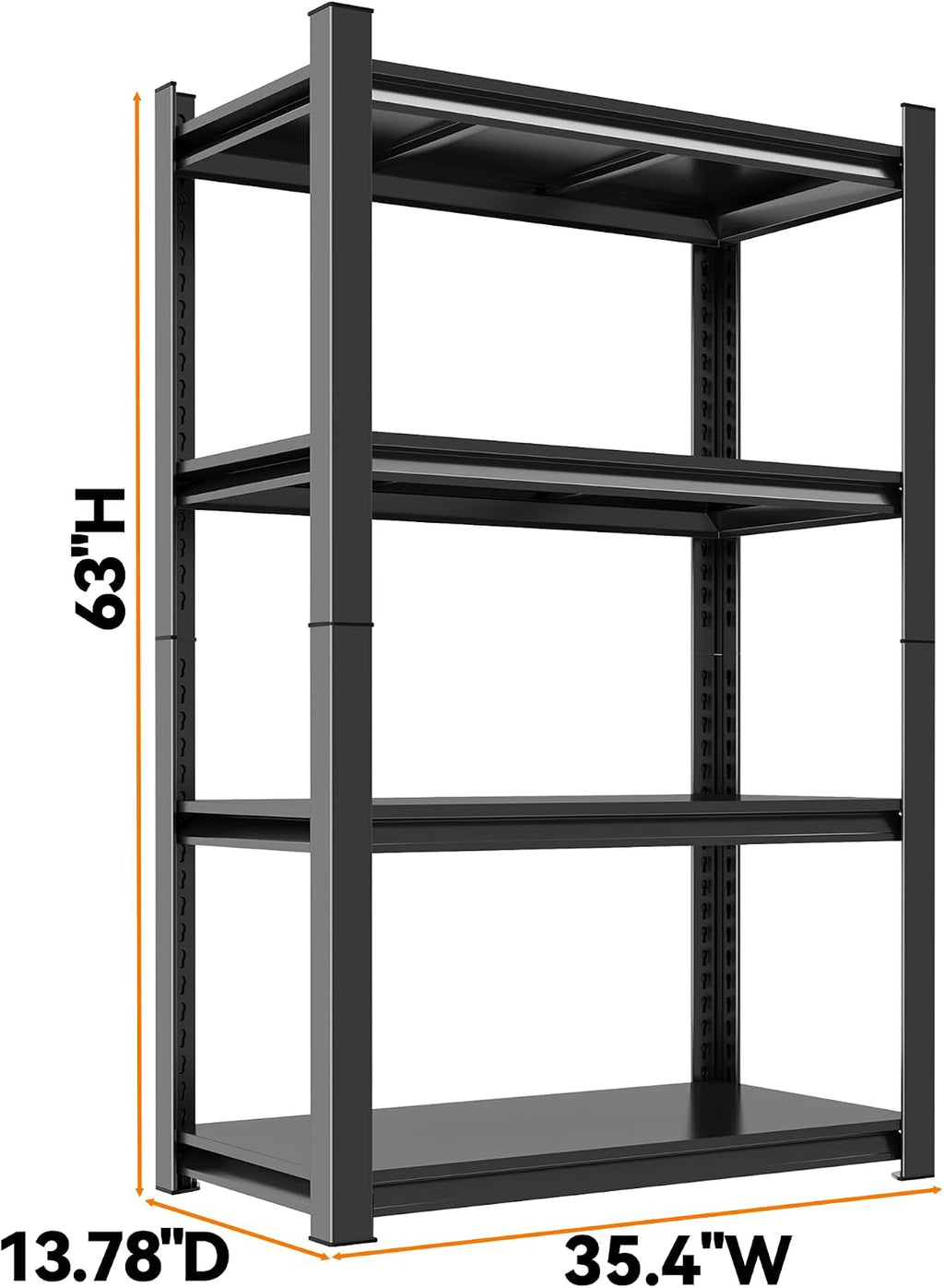 63"h garage shelving heavy duty rack, 2400lbs extra shown in use