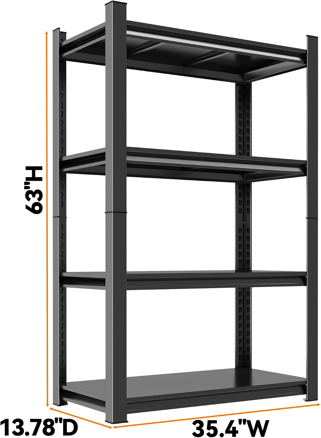 63"h garage shelving heavy duty rack, 2400lbs extra shown in use