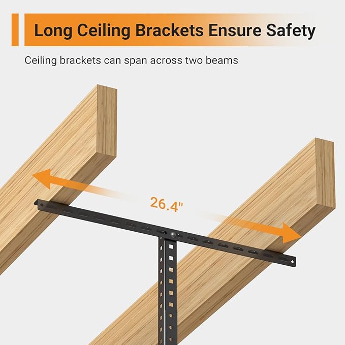 4x6ft Overhead Garage Storage Rack, Heavy Duty Metal Ceiling Shelf, 450lbs - Image 3