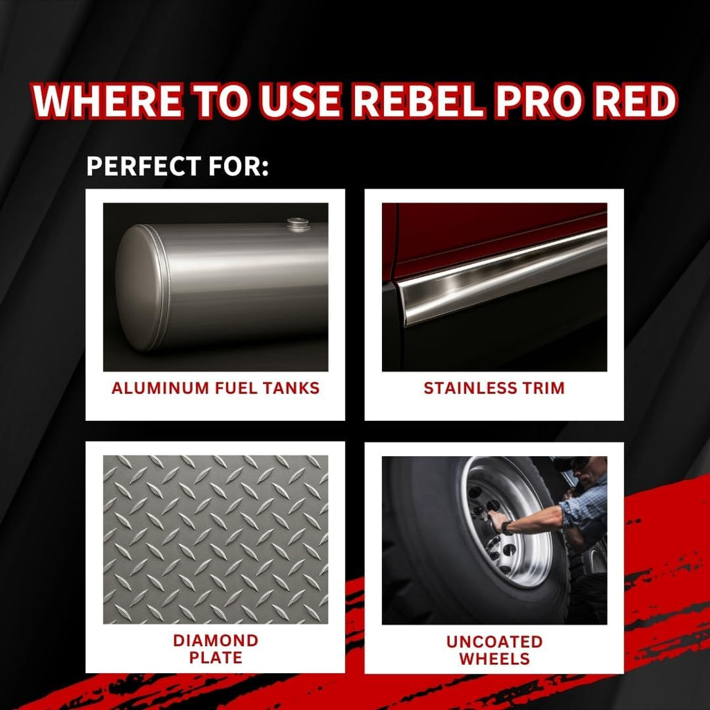 Renegade Products USA Pro Red Liquid Metal Polish - Heavy Cut Aluminum Metal Polish High Luster on Rims, Wheels, Tanks, Bumpers, Aluminum & Stainless Steel 24 Oz Bottle