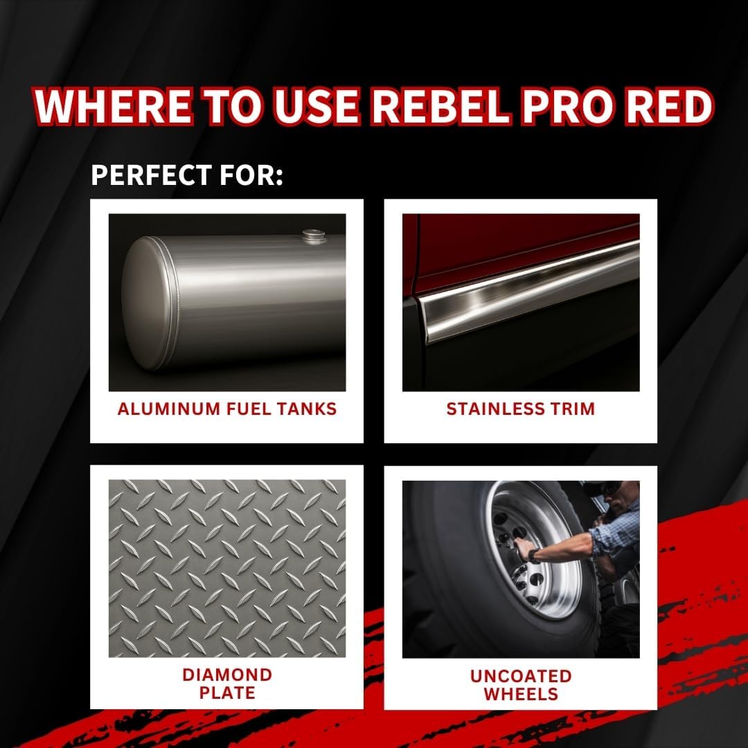 Renegade Products USA Pro Red Liquid Metal Polish - Heavy Cut Aluminum Metal Polish High Luster on Rims, Wheels, Tanks, Bumpers, Aluminum & Stainless Steel 24 Oz Bottle