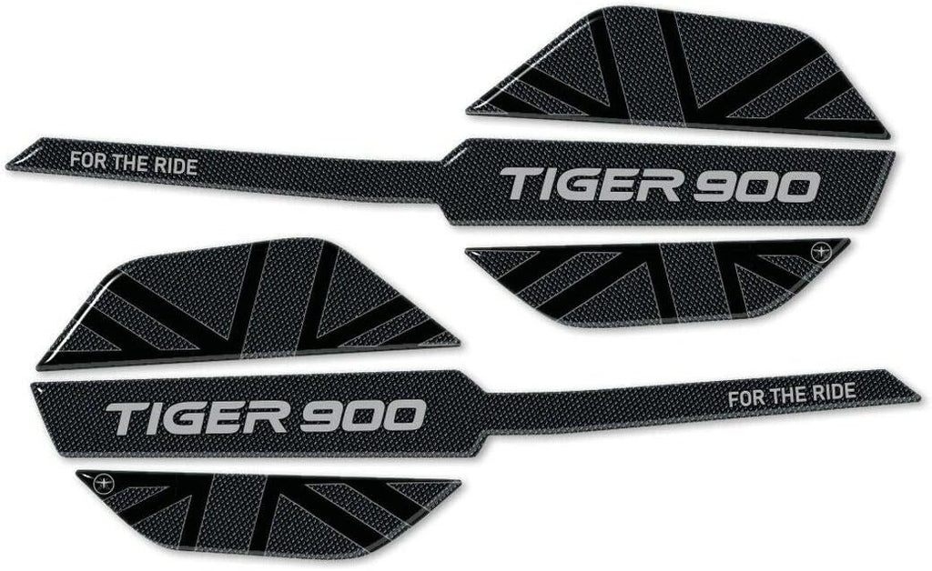 labelbike - 2 3D Stickers Motorcycle Handguards Protection and Decoration in Resin Compatible with Triumph Tiger 900 GT and Rally - Color Carbon Black Grey