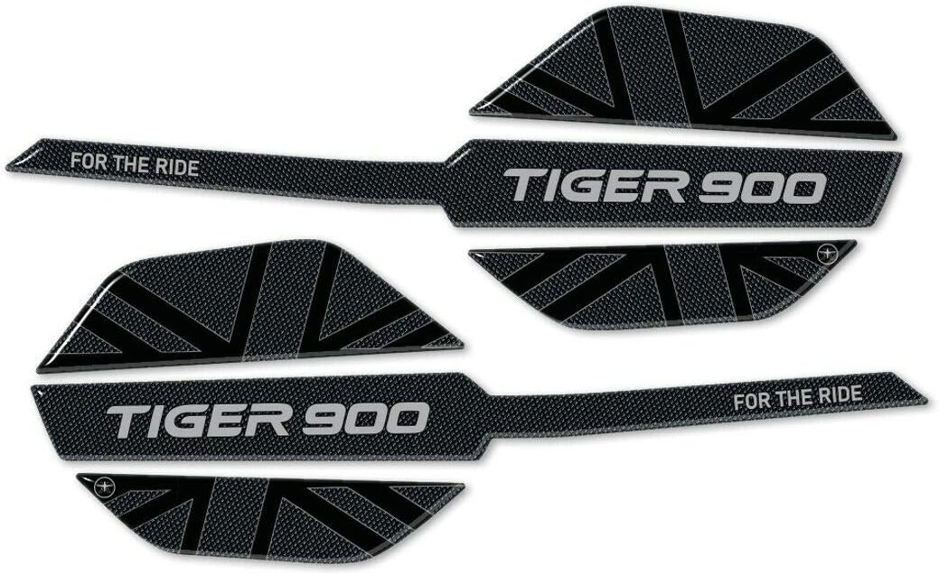 labelbike - 2 3D Stickers Motorcycle Handguards Protection and Decoration in Resin Compatible with Triumph Tiger 900 GT and Rally - Color Carbon Black Grey