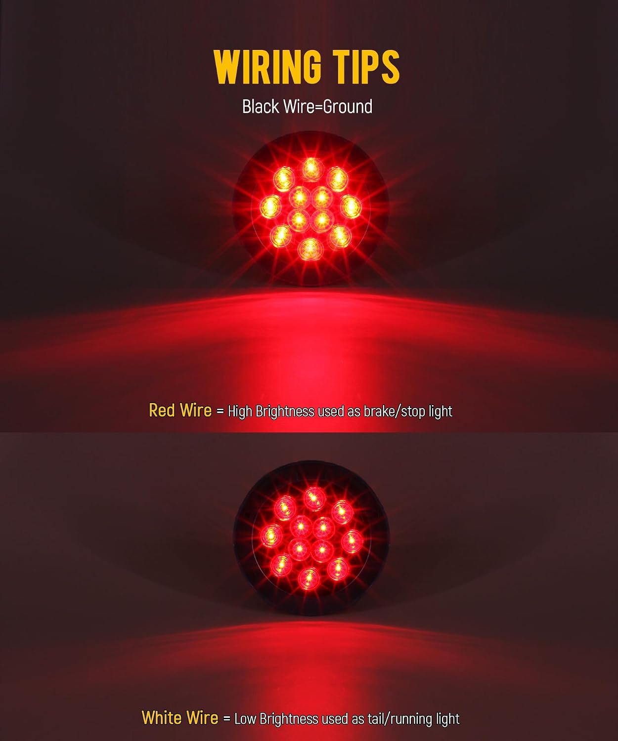 Partsam 10Pcs Red 4" Inch Round LED Trailer Tail Lights 12LED Flange Mount Stainless Steel Chrome Bezel Waterproof Stop Turn Tail Brake Lights Replacement for Trucks RV 12V