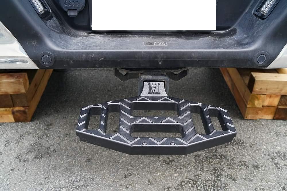 APS Hammer Forged Carbon Steel Black 2-inch Hitch Step Compatible with Class 3 Receiver Hitch (Bumper Guard Bumper Protector Bumper Step)