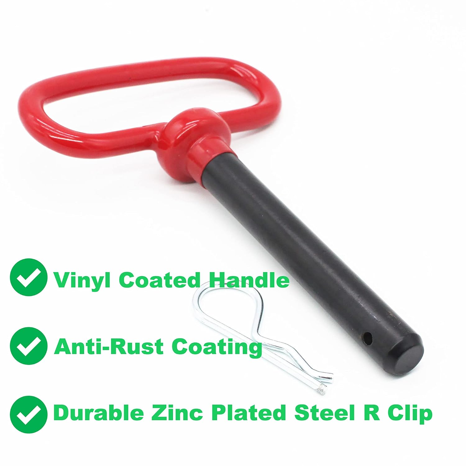 X-Haibei Head Towing Hitch Pin and Clip 5/8 x 4 inch for Trailer, Tractor Truck, Towing Cargo, Receiver Hitch Pin, Red Handle, 2 Pack