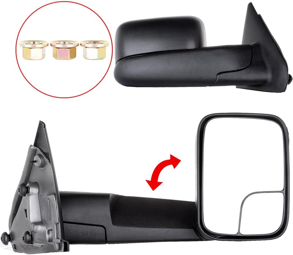 A Pair Towing Mirrors Fits 2002-2008 for Dodge for Ram 1500 2003-2009 for Dodge for Ram 2500/3500, Manual Adjusted View Mirror