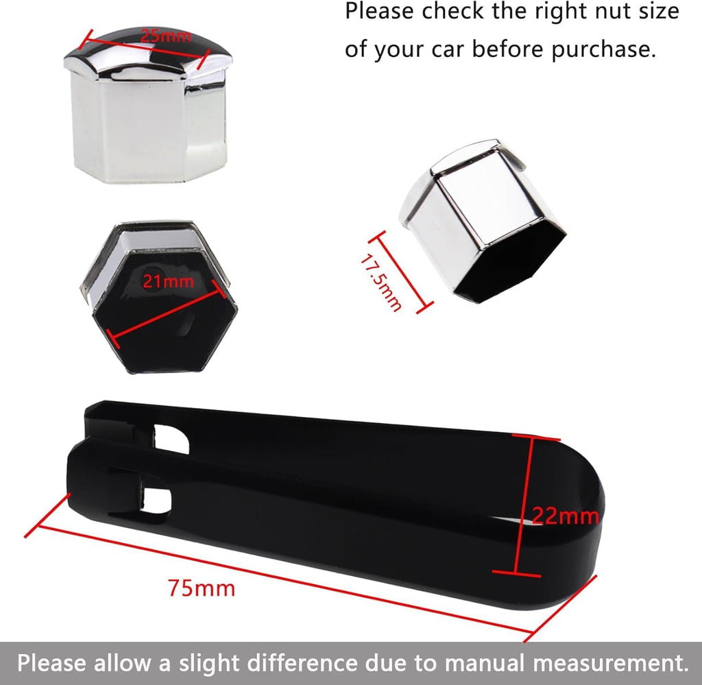 20Pcs Wheel Lug Nut Covers Compatible for 2017-2025 Ford SuperDuty F250 F350 F450 Crew Cab, Rim Bolt Caps Waterproof Shiny Lugnut Protector Toppers,21mm