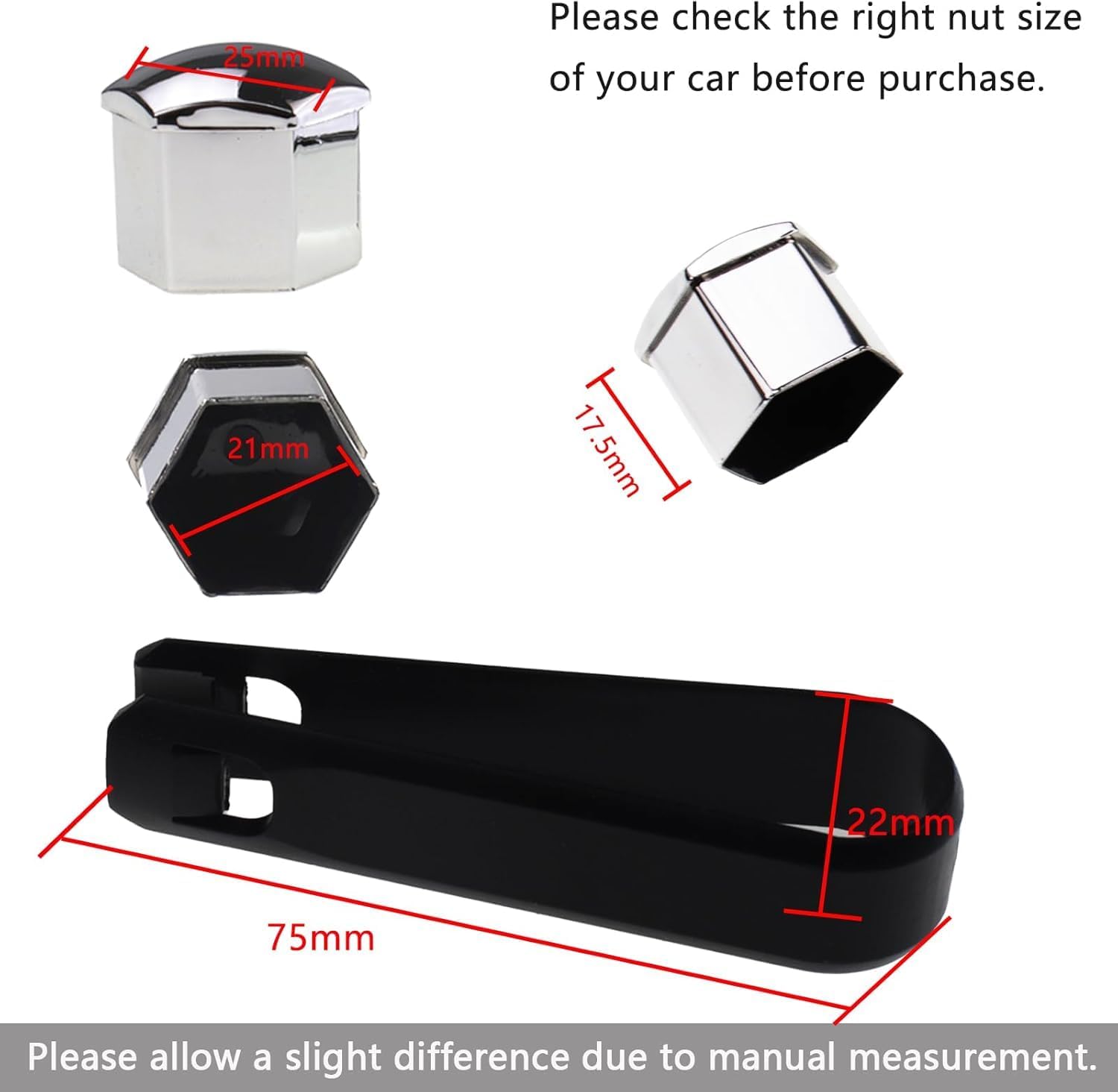 20Pcs Wheel Lug Nut Covers Compatible for 2017-2025 Ford SuperDuty F250 F350 F450 Crew Cab, Rim Bolt Caps Waterproof Shiny Lugnut Protector Toppers,21mm
