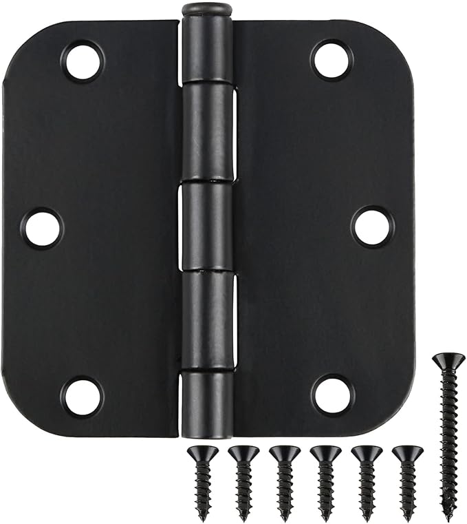 18 Pack Matte Black Door Hinges 3.5 x 3.5 Inch Interior 3 1/2 Inch Door Hinges by TDCHINGES