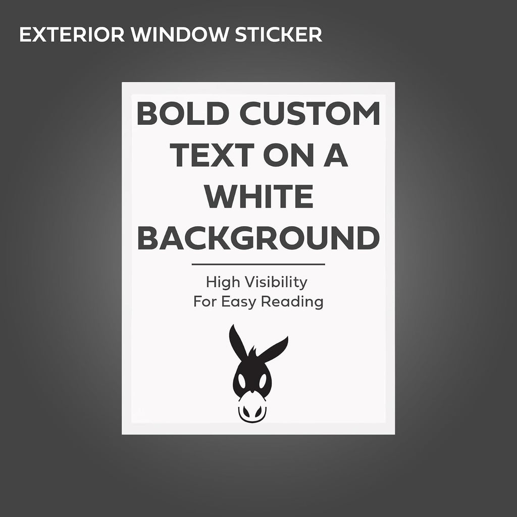 window stickers for car dealers -plain blank white, close-up detail