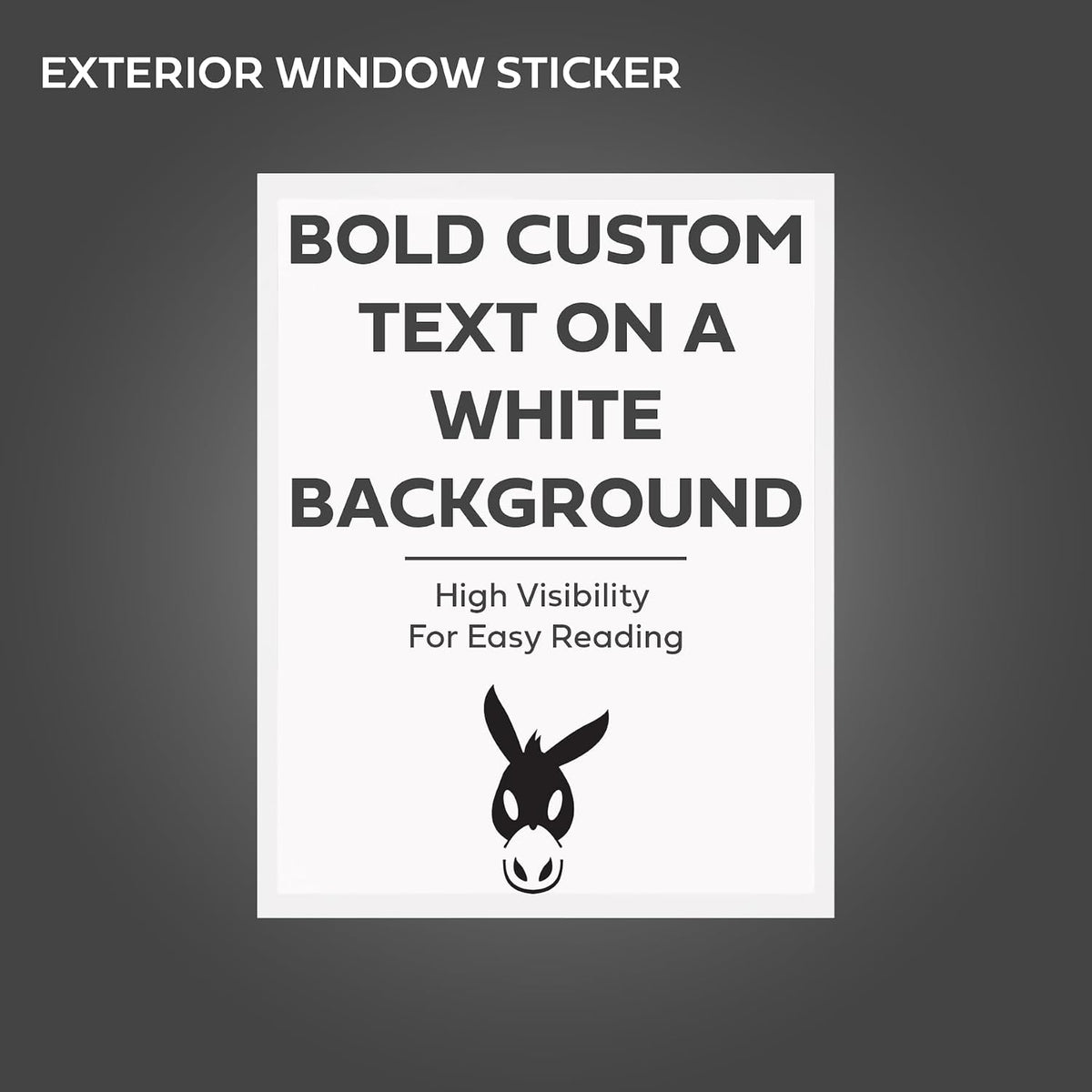 window stickers for car dealers -plain blank white, close-up detail