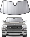 2019-2026 Car Windshield Sun Shade for 2019 2020 2021 2022 2023 2024 2025 2026 Dodge RAM 1500 with 5-Inch Wide Sensor Automotive Front Window Sunscreen Sunshade