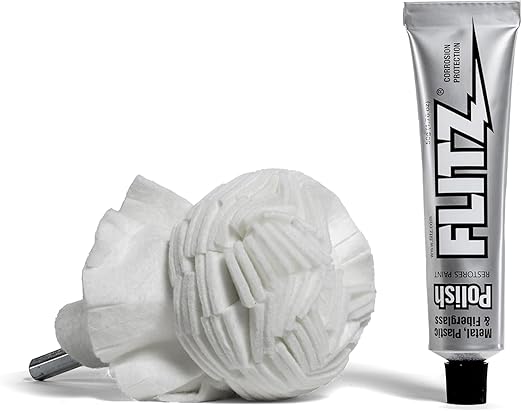 Flitz Buff Ball w/ 1.76oz Metal Polish Paste - 3in Drill Buffer Polisher by FlitzInternationalLTD