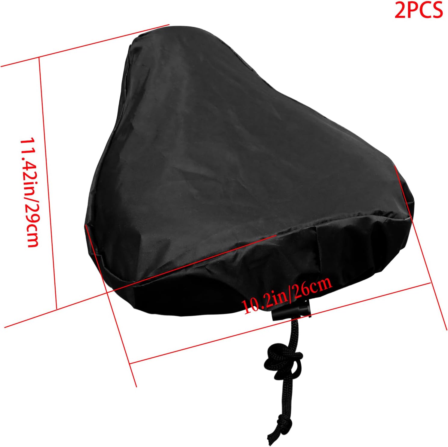 2pcs Waterproof Bike Seat Cover with Drawstring, Protective Water Resistant Bicycle Saddle Rain Dust Cover (Black)