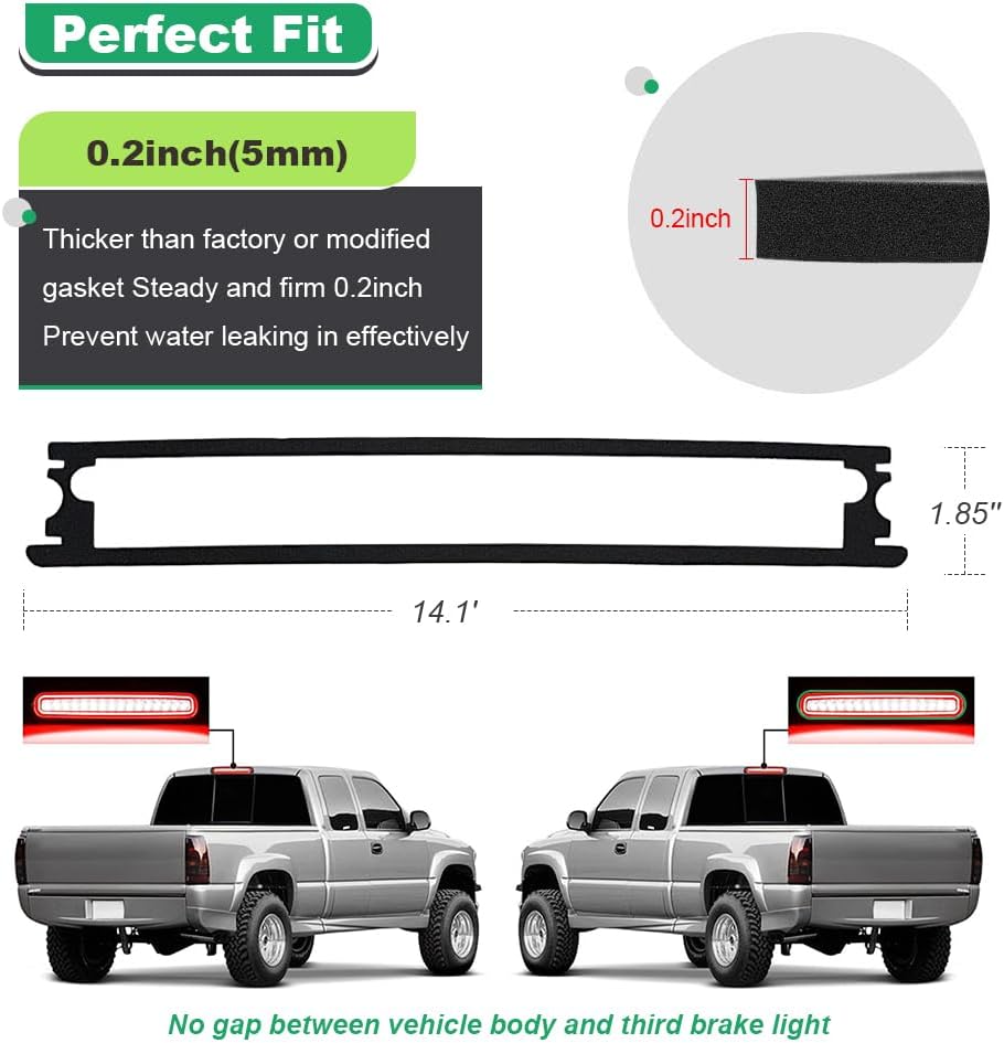 3rd Third Brake Light Seal Gasket Compatible with Ford F150 1997 to 2003, F250 1997 to 1999 Waterproof High Mount Stop Lamp Assembly, Single-sided adhesive Stop light Gasket