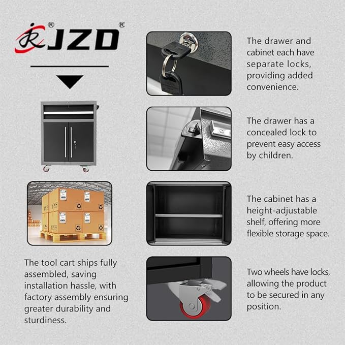 JZD Garage Tool Storage Cabinet System, Included Pegboard Back Panel, No Wall - Image 5