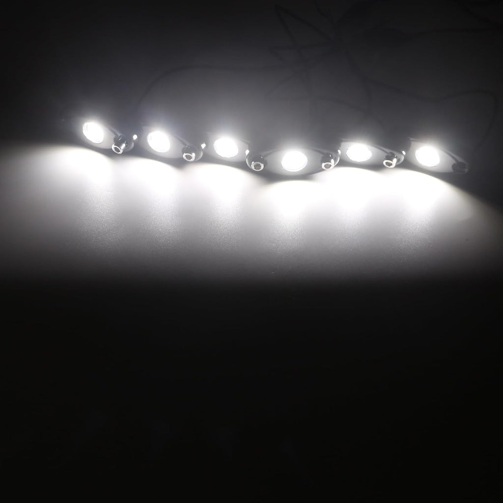 LED Rock Lights 8 Pods White for Truck Motorcycle Car Shockproof Waterproof Underbody Glow Neon Trail Rig Fender Lighting