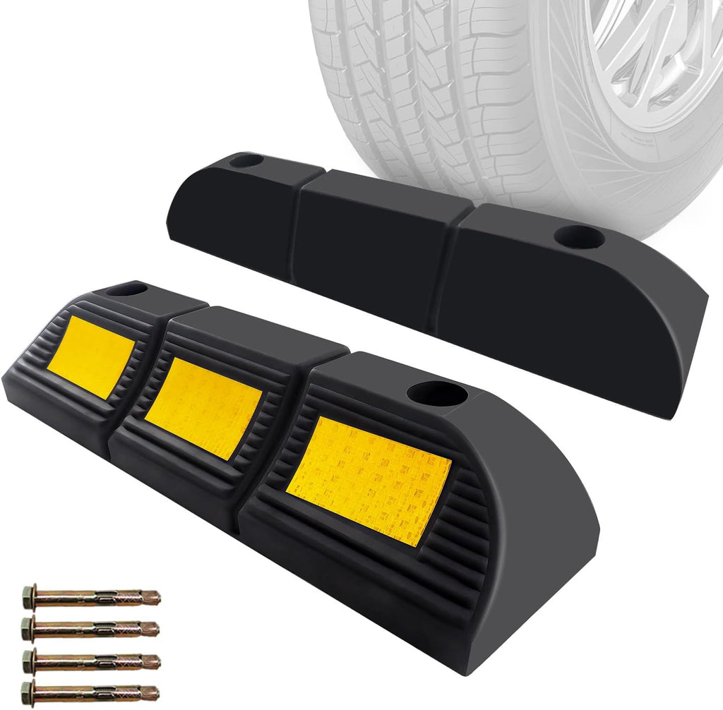 Parking Stopper for Garage Floor, Heavy Duty Rubber Car Wheel Curb Stoppers