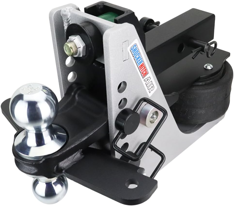 Shocker Streamline Aluminum Air Hitch & Chrome Combo 2" & 2-5/16" Balls with Sway Bar Mount Tabs Fits 2" Hitch - 10,000 lbs