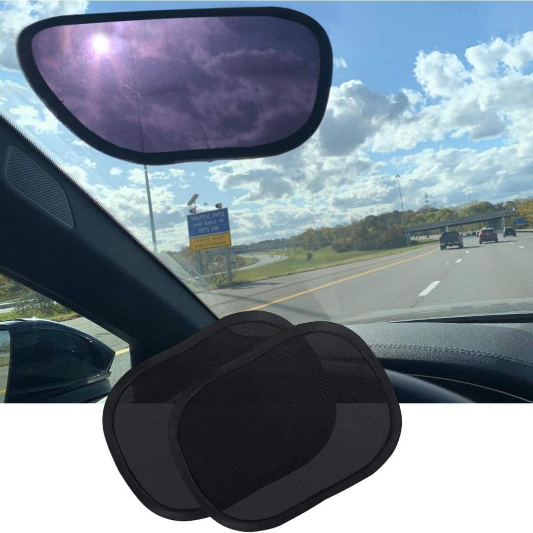 10.04 x 7.09 Inch Static Cling Car Window Sun Shades 2 Pack Mini Anti-Glare Sun Visor Film No Suction Cup Portable UV Block Sun Blocker for Car Side Window
