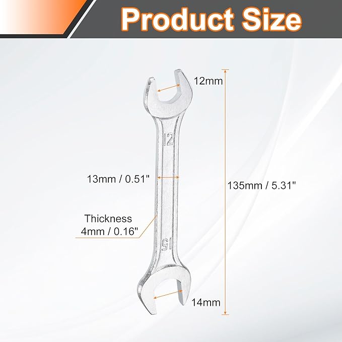 HARFINGTON Double Open End Wrench 12mm x 15mm Metric 15 Degree Offset Angle - Image 2