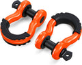 ORCISH 2PK D Ring Shackle, 42,000lb Break Strength, D Ring Shackles 3/4 inch with Black Isolator Washer and 7/8" Screw Pin, Tow Shackles, Soft Shackle Kit for Off-Road Jeep Truck Vehicle Recovery