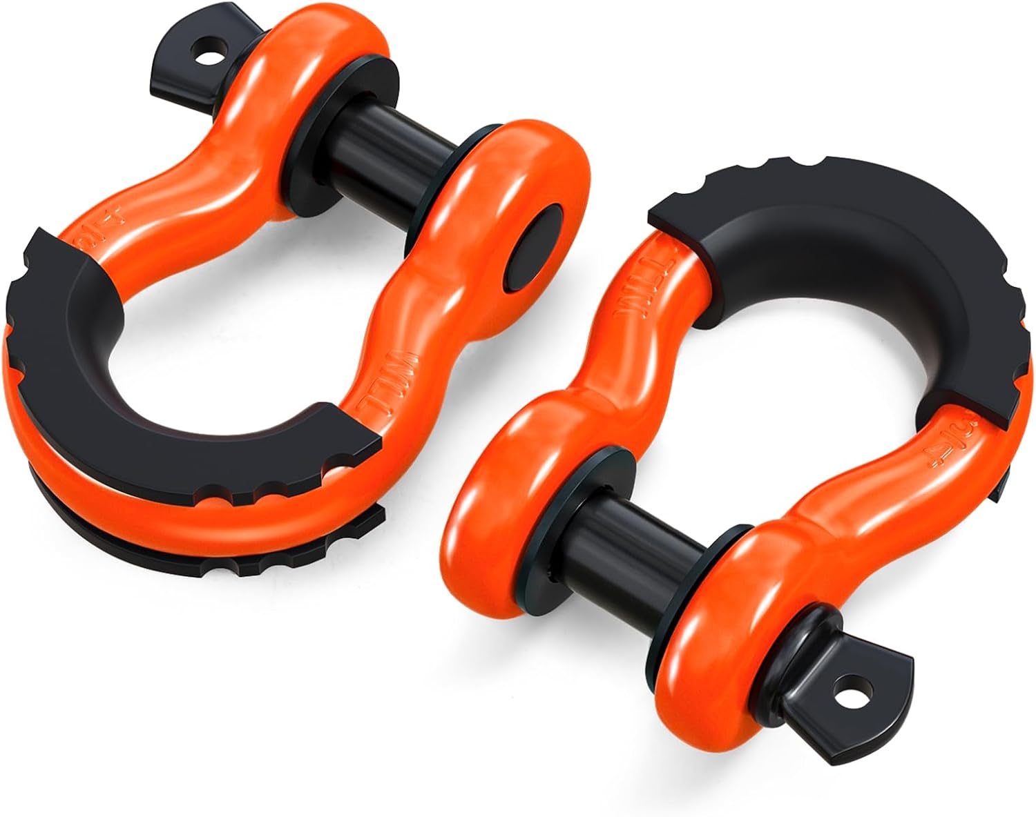 ORCISH 2PK D Ring Shackle, 42,000lb Break Strength, D Ring Shackles 3/4 inch with Black Isolator Washer and 7/8" Screw Pin, Tow Shackles, Soft Shackle Kit for Off-Road Jeep Truck Vehicle Recovery