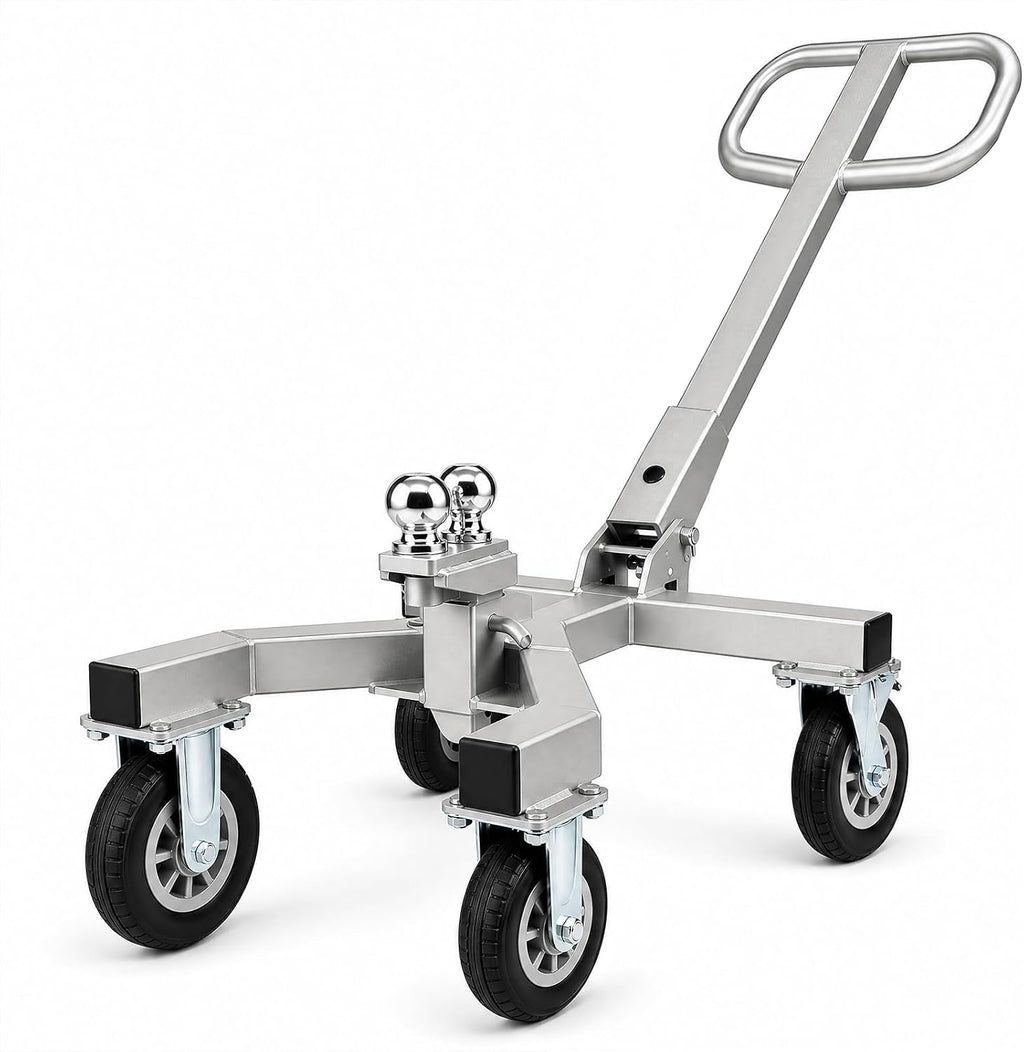 20,000 lbs Load Heavy Duty Trailer Dolly, 4,500 lbs Tongue Weight, 9IN 360° Swivel Wheels with Brake, 2" & 2-5/16" Hitch Balls, Manual Trailer Mover for RV, Boat, Camper, Motorcycle