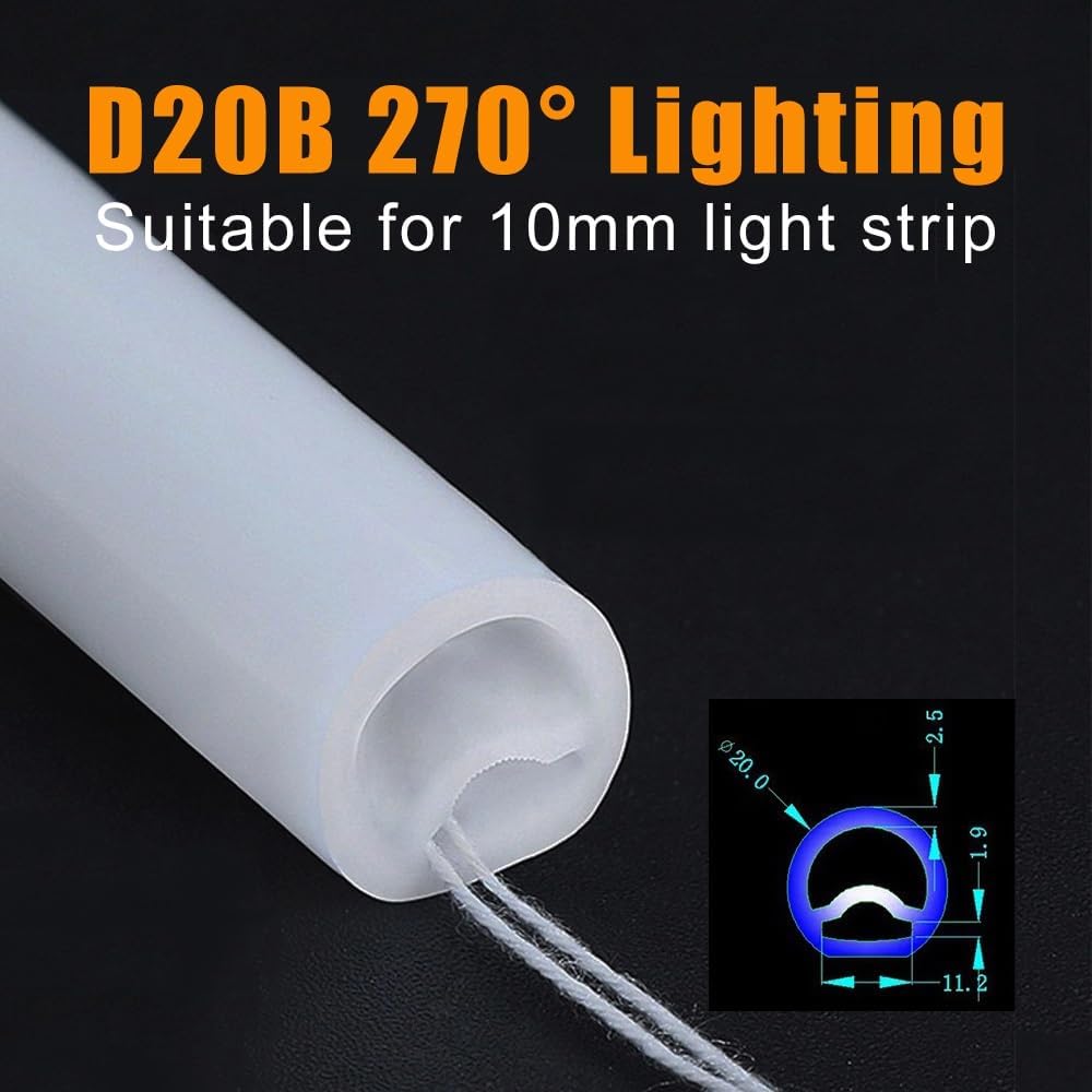 1-5M Bendable Silicone Neon Tube - Waterproof Cover,1pcs | D20B 270 Degree Light-9.84FT