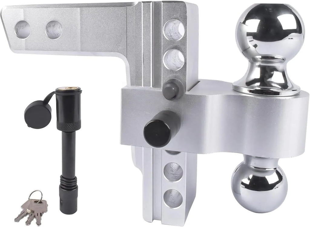 Adjustable 2" Trailer Hitch 6" Rise/Drop Dual-Ball 12500 LBS GTW with Locks