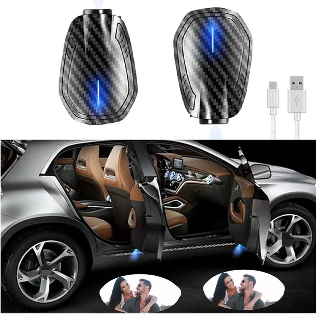Personalized Car Door Projector Lights,Personalized Carbon Fibre Rechargeable Wireless Car Door Light (2Pcs)