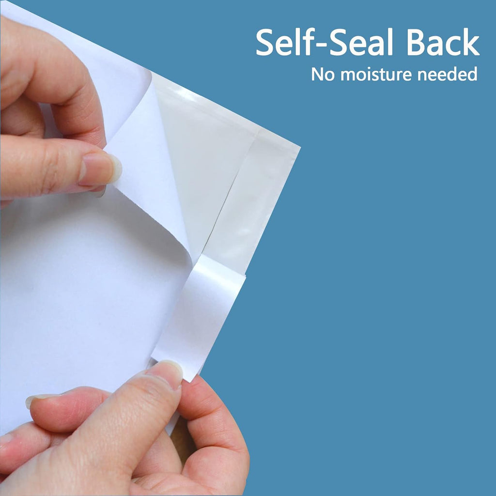 7"x 10" clear self-adhesive packing list envelopes shown in use