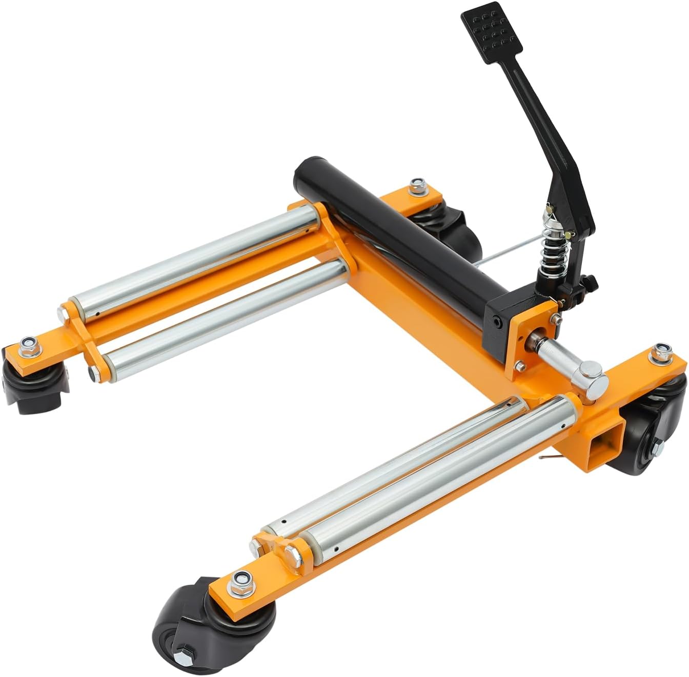 Car Wheel Dolly Jack Mechanical 2204-lbs Steel Car Moving Skates | 12'' Wheel Vehicle Positioning Jack Heavy Duty Rollers with Ratcheting Foot Pedal for Tire Auto Repair Moving, Orange
