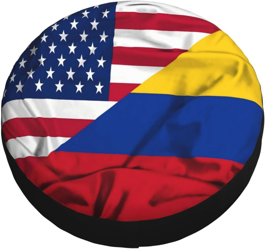 Colombia American Flag Spare Tire Cover Waterproof Sunproof Universal Fit for SUV Jeep Trailer RV Wheel Protectors Outdoor Accessories