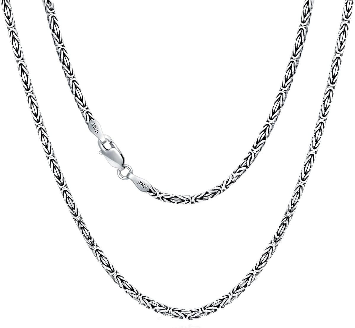 925 sterling silver 2.5mm solid byzantine chain link, main product view