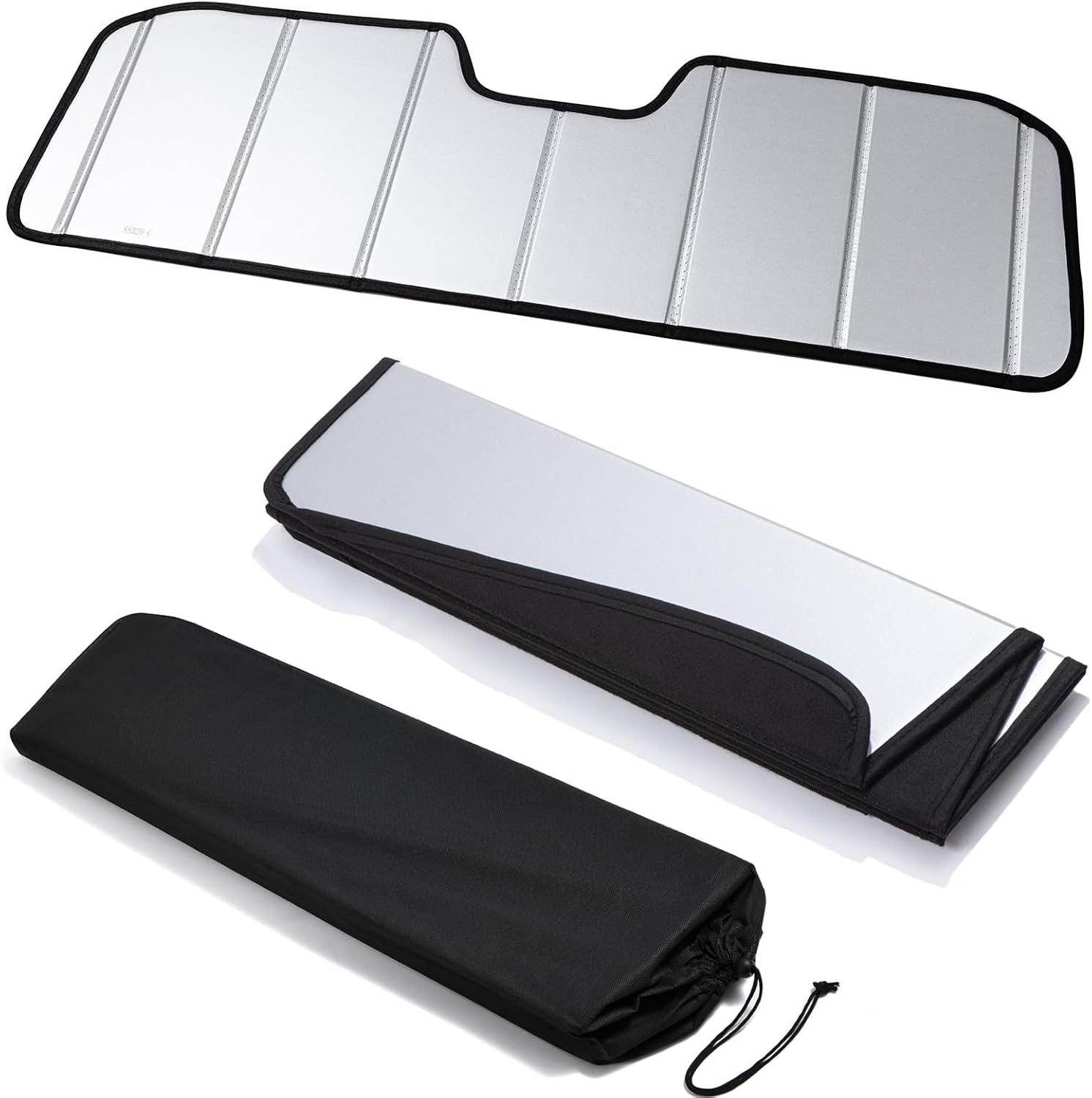 Windshield Sun Shade Compatible with Jeep 2018-2026 Wrangler JL,2020-2026 Gladiator Custom-fit Foldable Sun Visor Window Sunshade with Storage Bag